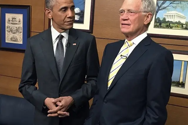 President Obama and David Letterman backstage